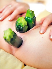 Lilith fucks some fresh veggies